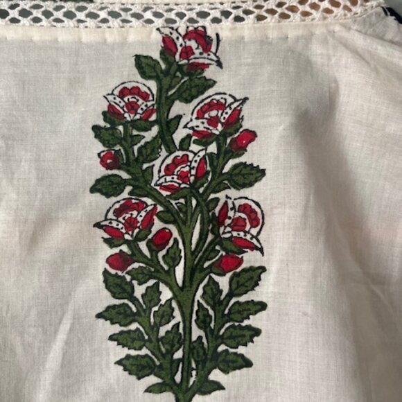 Sapphire Size Large Block Printed Tunic Kurta white red green Mughal print 12 14 - Picture 9 of 15